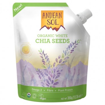 Andean Sol Organic White Chia Seeds 10 x 350g
