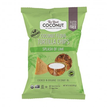 The Real Coconut Tortilla Chips Splash of Lime 12 x 155g