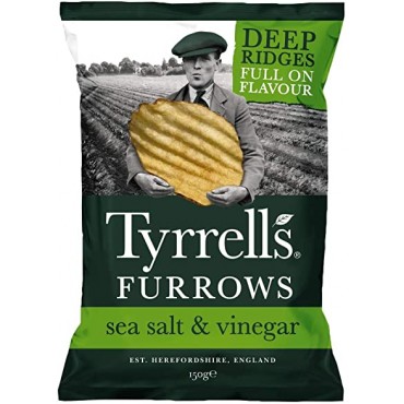 Tyrrell's Furrows Sea Salt & Vinegar Crisps 12 x 150g