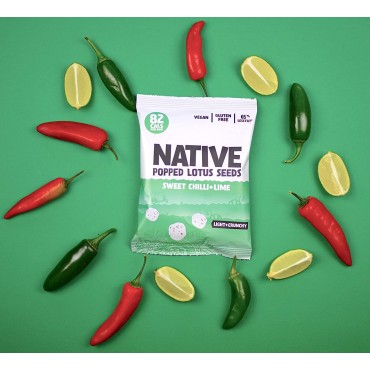 Native Snacks Sweet Chilli & Lime Popped Lotus Seeds 9 x 20g