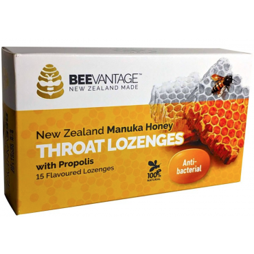 BeeVantage New Zealand Manuka Honey Throat Lozenge with Propolis (15 Lozenge) x 3