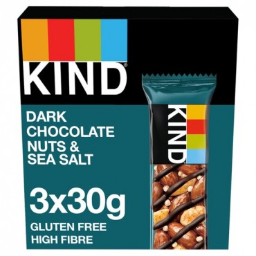Kind 3pk Dark Chocolate Nuts Sea Salt x 12